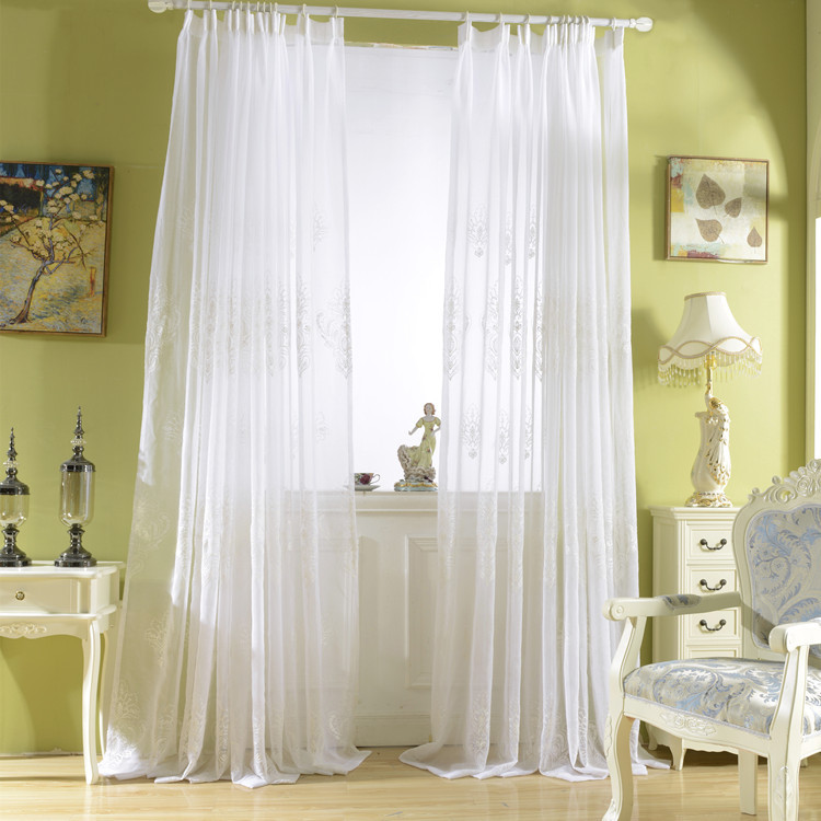 Picture of White European-style curtain window screen fresh garden yarn curtain yarn cotton embroidery embroidery finished processing bedroom