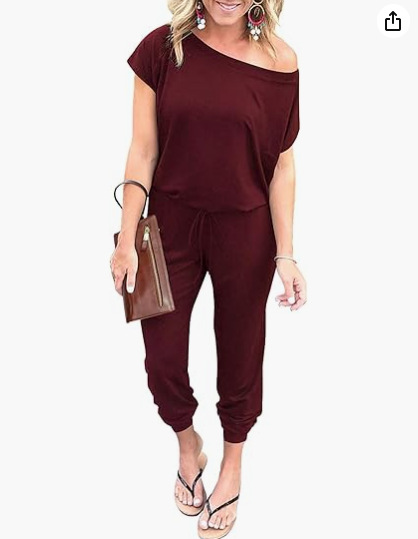 Picture of 2024 European and American Cross-border Spring and Summer Fashion Slanted Shoulder Short-sleeved Flap Pocket Pants Women's Jumpsuit