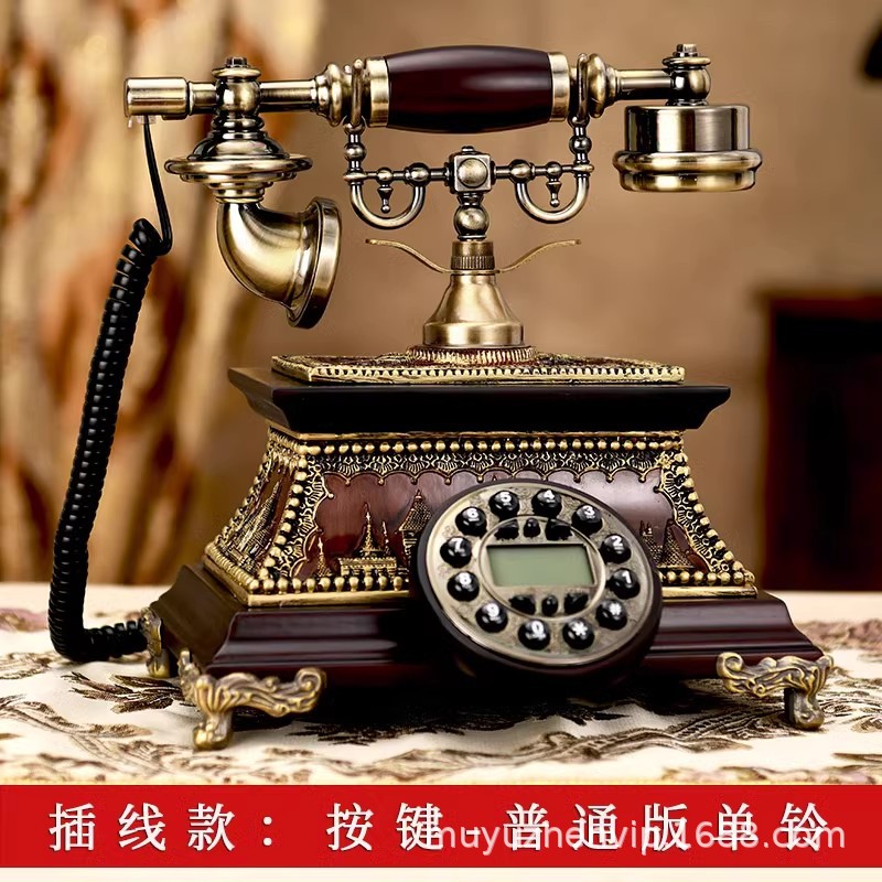 New Foreign Trade European American Style Faux Wood Retro Telephone Wired Home Office Classical Antique Telephone Landline