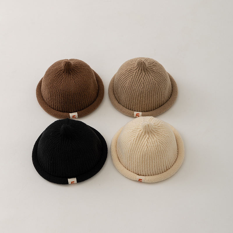 Baby Hat Autumn and Winter Korean Style Warm Knitted Wool Hat Baby Super Cute Pacifier Winter Melon Skin Pullover Cap Autumn