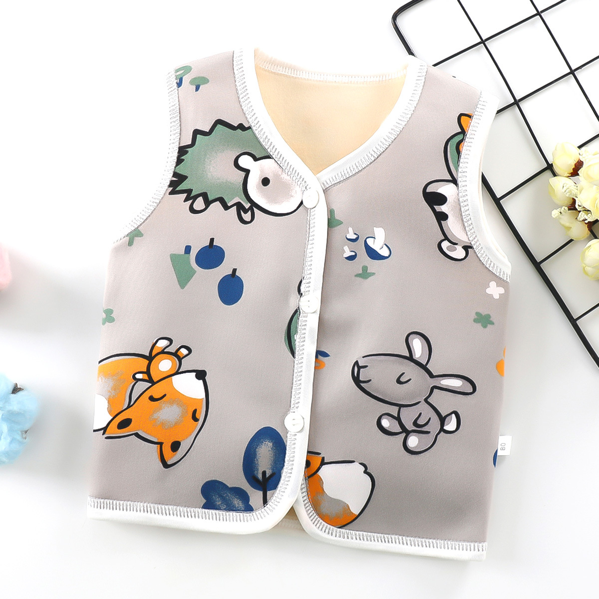 Picture of Spring New Children's Velvet Vest Baby Thickened Vest Cardigan Warm Waistcoat Baby Bottoming Top