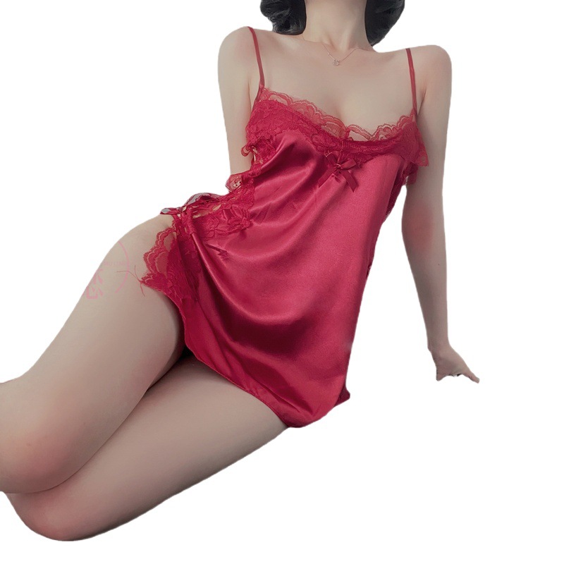 Love Sexy Underwear Split Strap Hollow Sexy Nightgown Satin Chiffon Temptation Skirt Lace suit