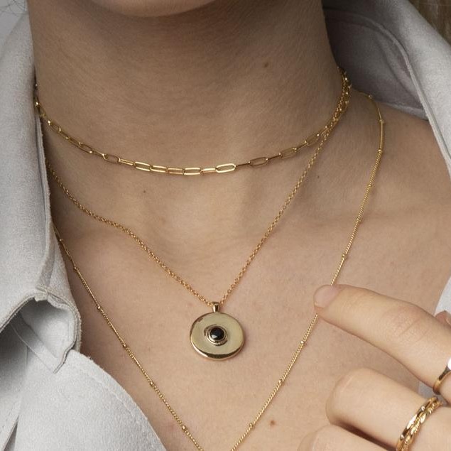Picture of INS Cool Style Simple Gold Chain Fashionable Stacked Belt All-match Copper Gold-plated Short Necklace Choker