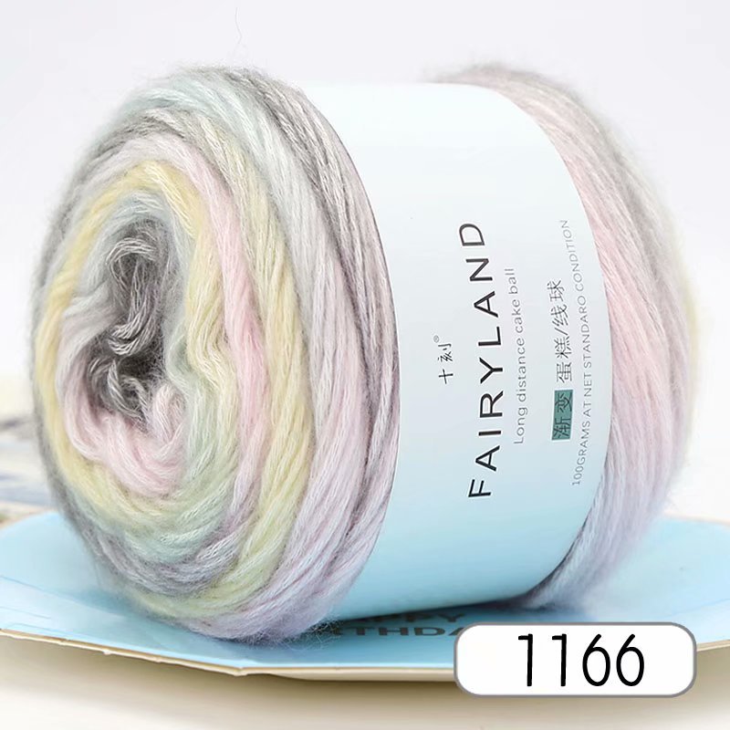 Picture of Cake wool segment dyeing gradient baby children's wool cotton rainbow thread handmade knitting shawl scarf sweater special offer