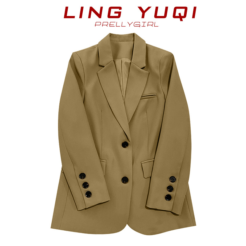Brown suit jacket women's small 2023 Spring and Autumn new design sense niche Korean style casual temperament suit