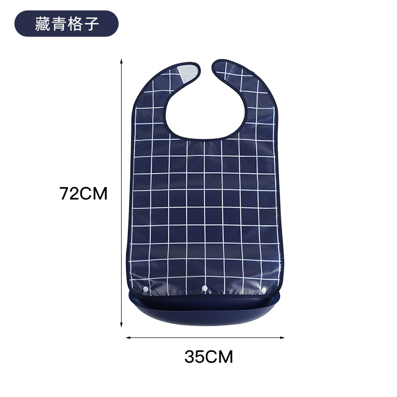 Picture of Elderly Bib Adult Smock Waterproof and Dirt-Resistant Large Size Dining Bib Apron Plaid Style