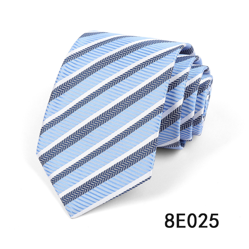 Picture of Men's Tie Business Casual Stripesd Tie 8cm Polyester Jacquard Embroider Print Tie Wholesale Formal Wear