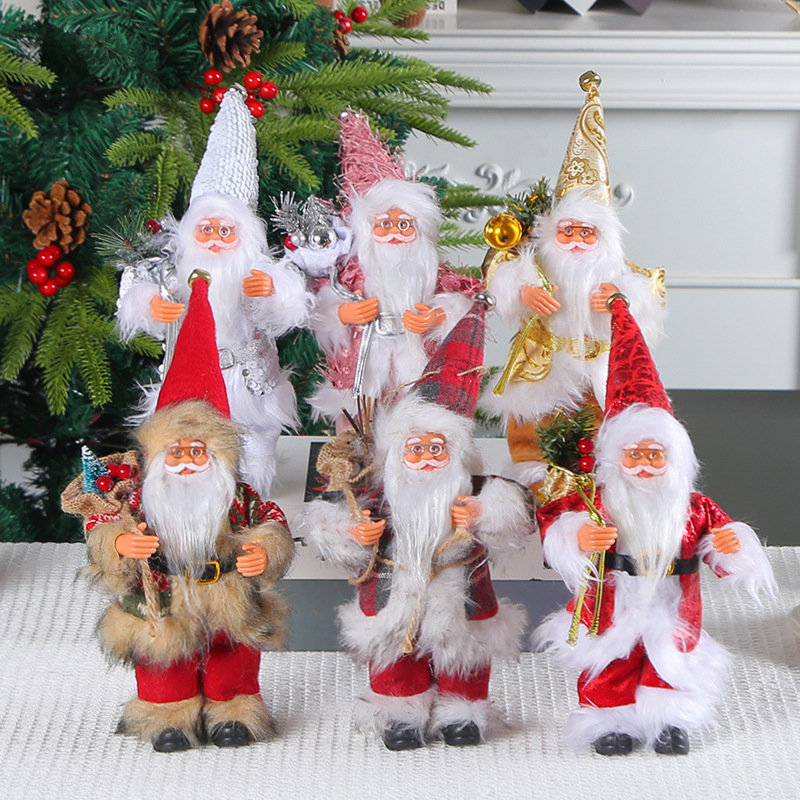 New Standing Santa Claus Ornaments Creative Christmas Hug Tree Doll Window Decorative Props