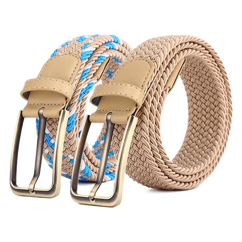 Rectangular Alloy Belt 39 Color Men and Women's Needle Leather Buckle Elastic Trousers Korean Style Elastic Canvas Woven Belt
