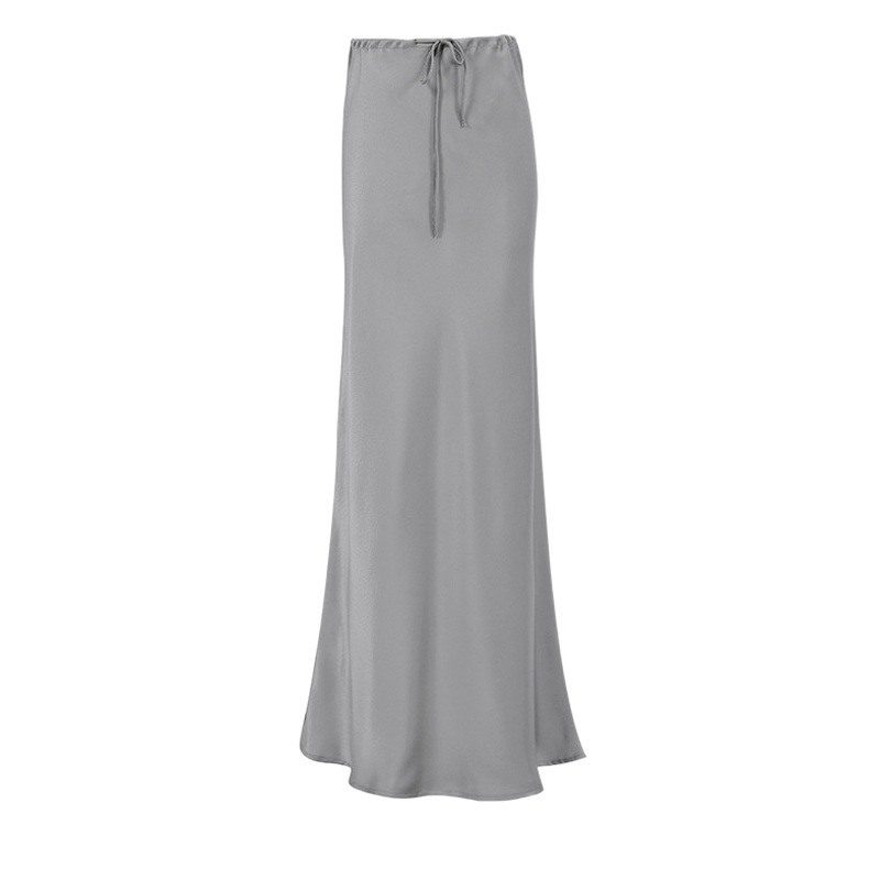 Matte satin satin satin fishtail dress women's 2025 spring commuter French drape lace-up skirt wholesale women's clothing
