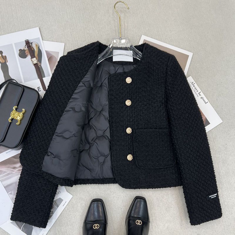 Filled Velvet Liner and Cotton French Double Row Chanel Style Elegant Short Coat Autumn and Winter New 2024 Celebrity Top