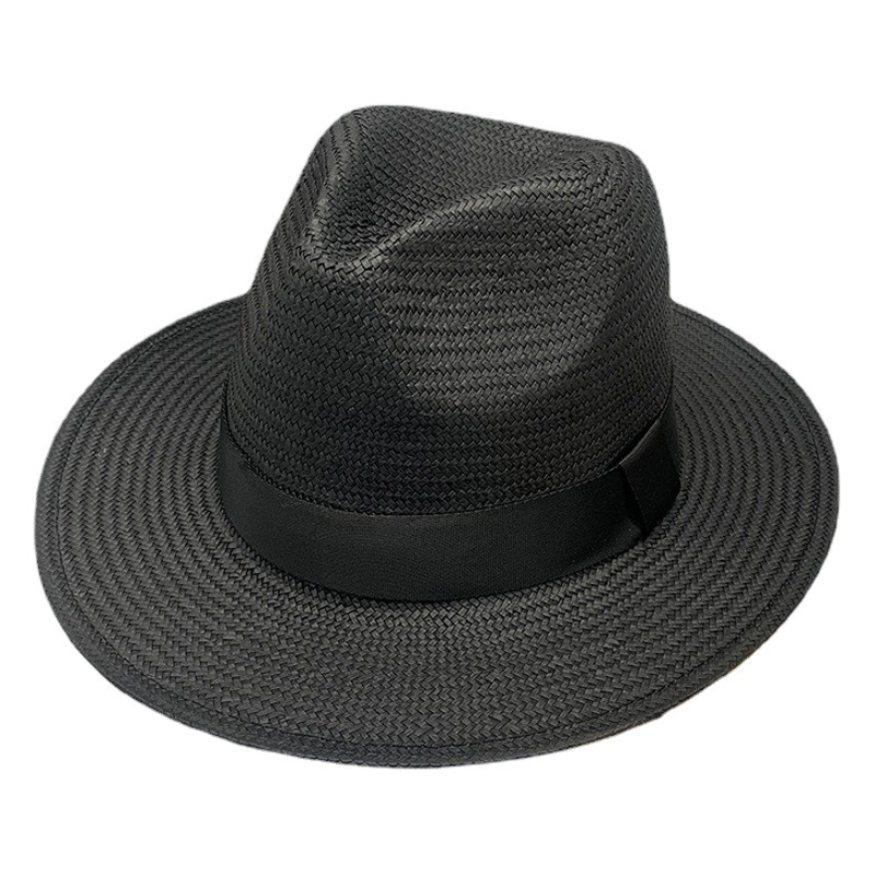 Five Straw Hat Panama Top Hat Small Fragrant Style Flat Top Fine Straw Wove White Wide Brimmed Top Hat Women's Summer Straw Hat