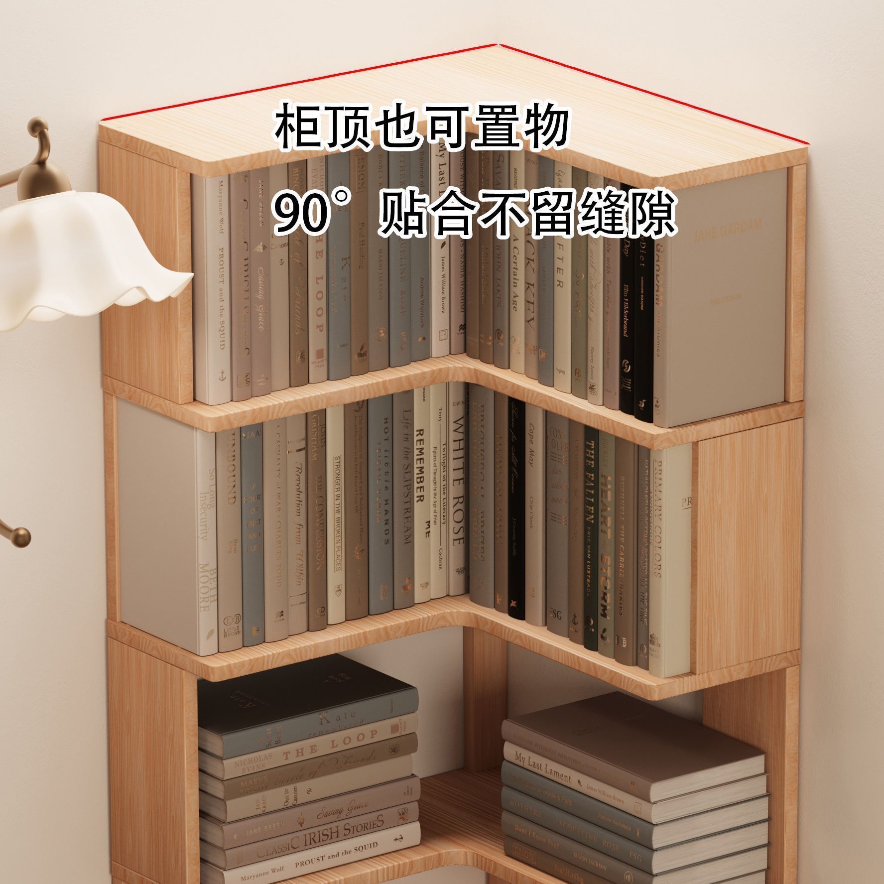 Picture of Solid wood corner bookcase, storage rack, floor-to-ceiling living room, corner bookshelf storage cabinet, integrated display cabinet