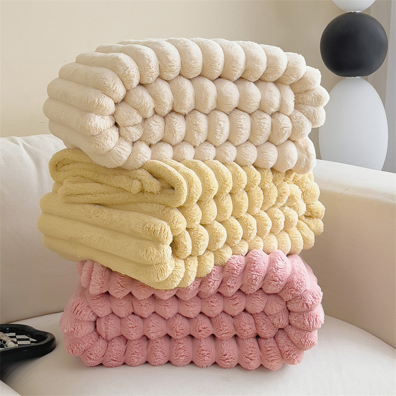 New Office Nap Shawl Lunch Break Air-conditioning Blanket Sofa Blanket Milk Velvet Blanket Solid Color Rabbit Plush Blanket