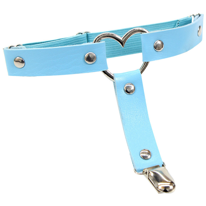 Picture of European and American Harajuku Punk Heart-Shaped Leather Leg Rings Japanese Style Non-Slip Thigh Socks Leg Rings Foot Rings Garter Accessories