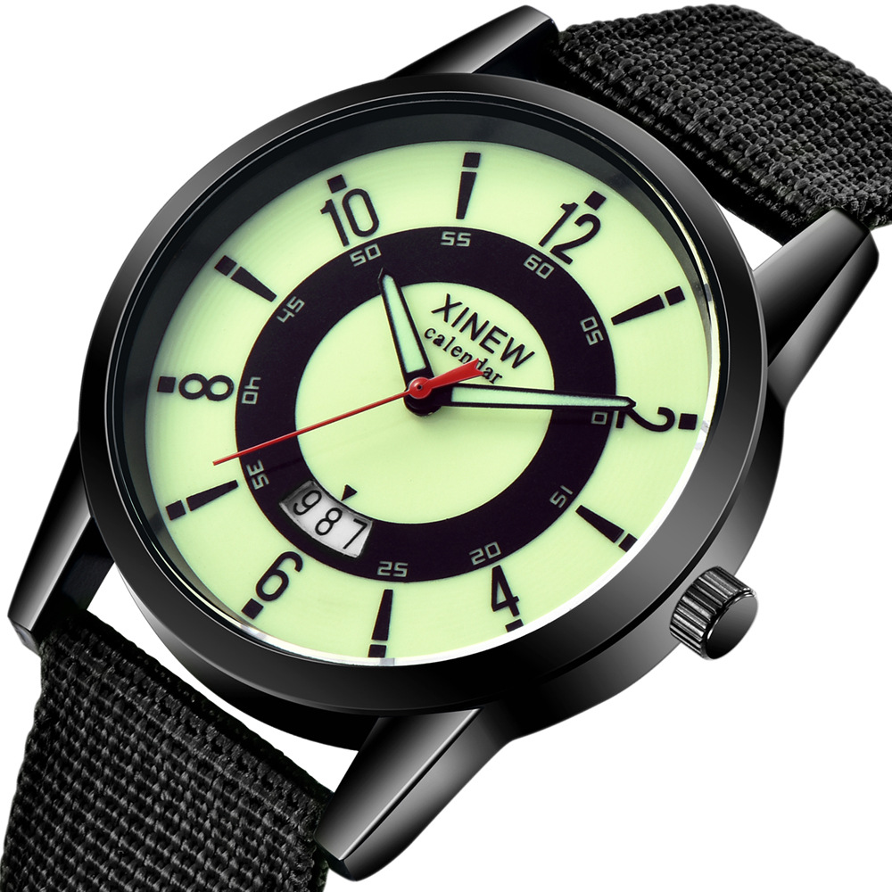 Men's Xinew Brand Fashion Nylon Band Date Quartz Wristwatches