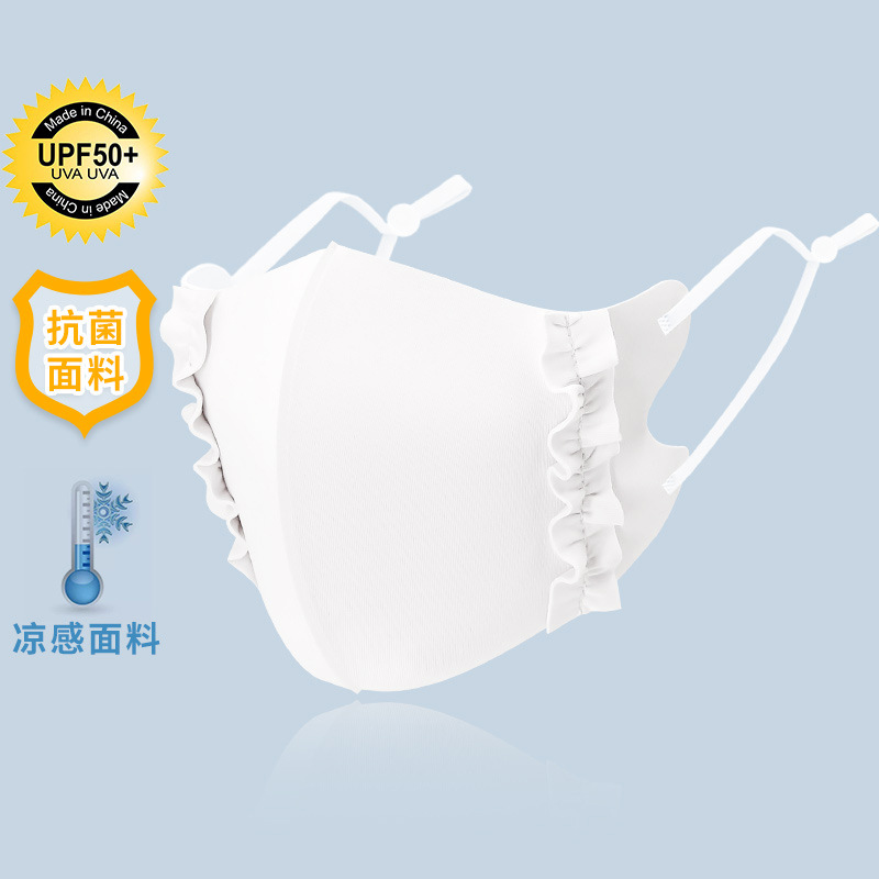 Picture of Ice Silk Wood ear edge three-dimensional adjustable cloth mask candy color thin cool sunscreen breathable mask 