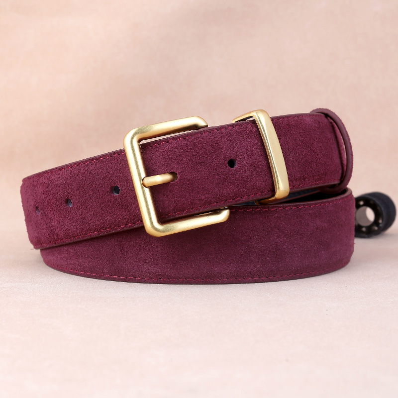 Genuine leather women's belt matte anti-fleece cowhide casual pants denim skirt decoration women's high-end sense belt in stock wholesale