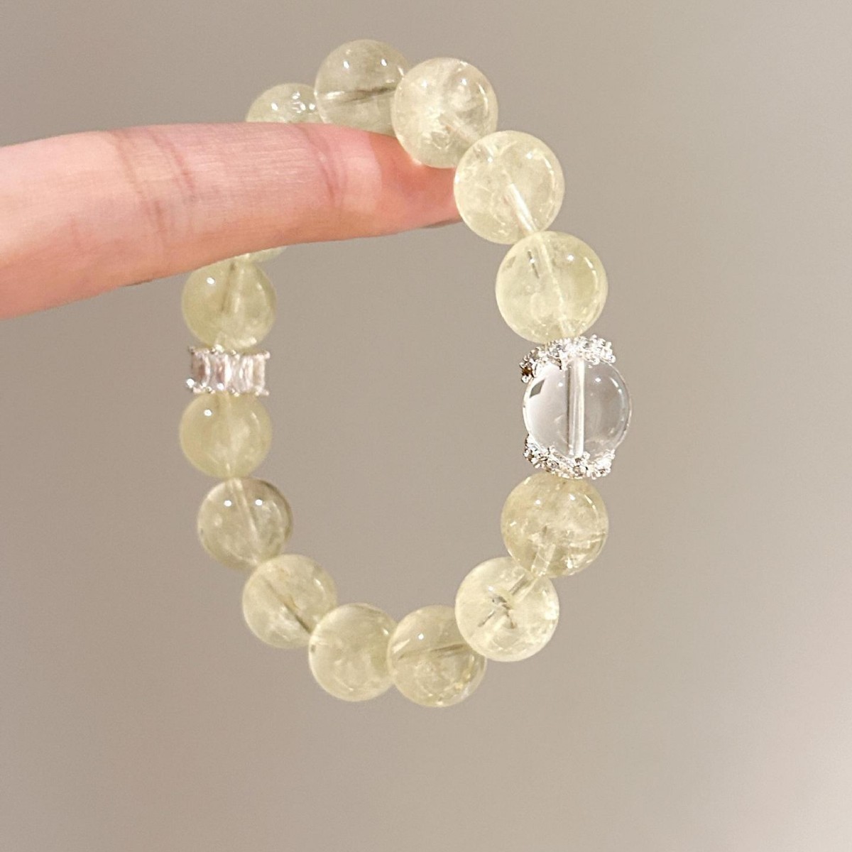 Natural Stone Lemon Citrine Bracelet for Girls, White Crystal Transfer Bead Bracelet, Gift, Xiaohongshu Hot Style Wholesale