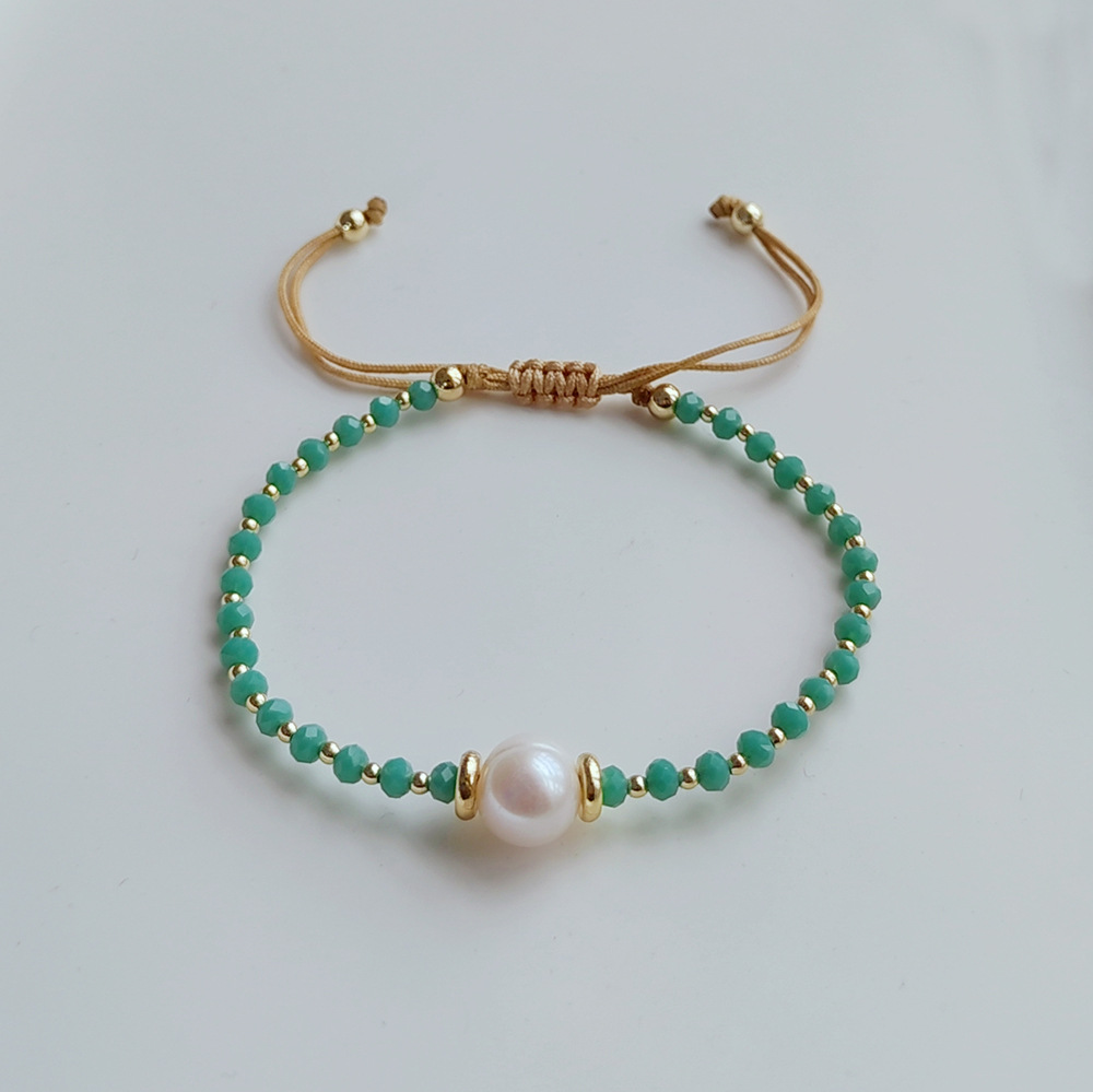 Picture of Ins Style Fashionable Handmade Beaded Facet Crystal Bracelet All-match Natural Freshwater Pearl Bracelet Women's European and American Cross-border Bracelet