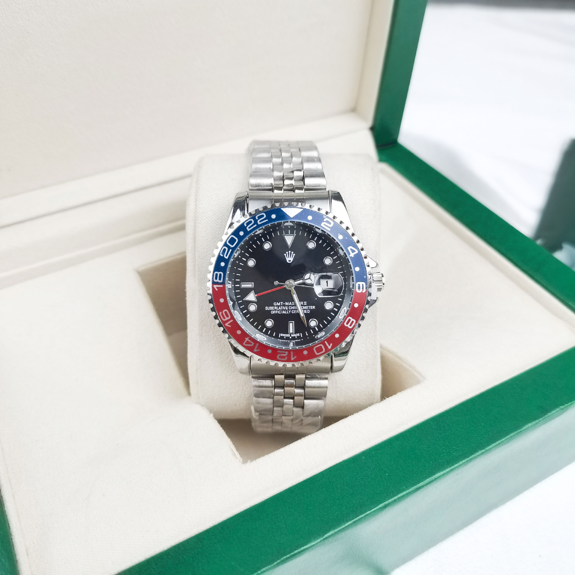 Hot-Selling Laojia Same Style Four-Pin Coke Ring Submariner Steel Strap Luminous Quartz Men's Watch Guangzhou Watch