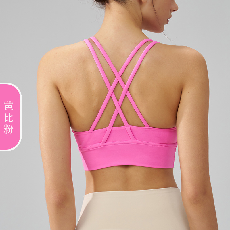 Picture of 2022 new double-sided brushed cross back sports underwear shockproof push up yoga sports bra fitness vest