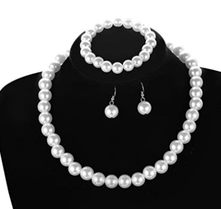 Picture of Cross-border jewelry new bridal sweater chain necklace set diamond artificial pearl necklace earring bracelet set