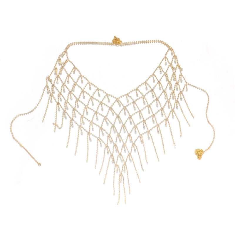 Picture of Luxury Heavy Industry Full Diamond Shiny Geometric Chest Chain High-end Fashion Retro Elegant European and American Body Chain Accessories for Women