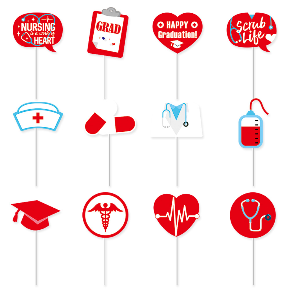 Picture of Doctor and NURSE Festival Theme Graduation Season Decoration Flag CONGRATS NURSE Flag Flower Cake Card