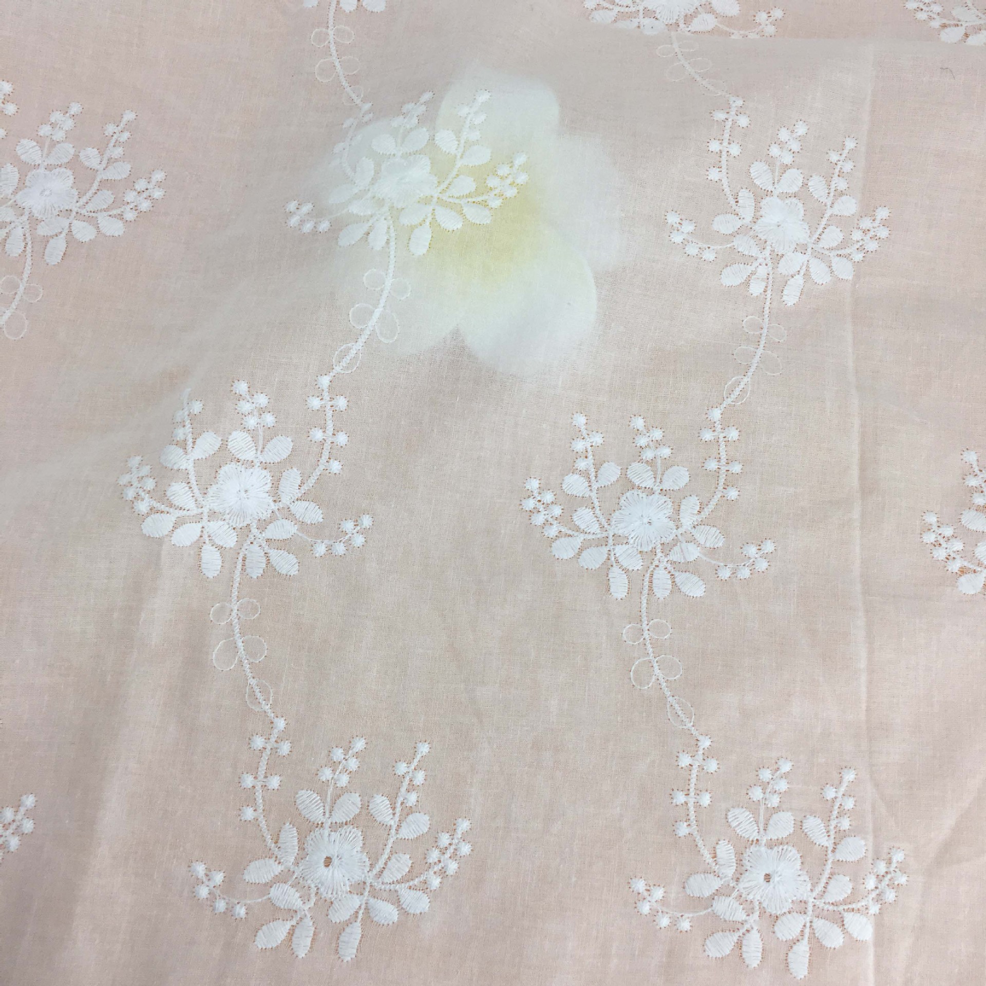 Picture of Spot Cotton 9088 Large Tree Flower Embroider Fabric Dyeable Dress Cotton Embroider Fabric DIY Handmade