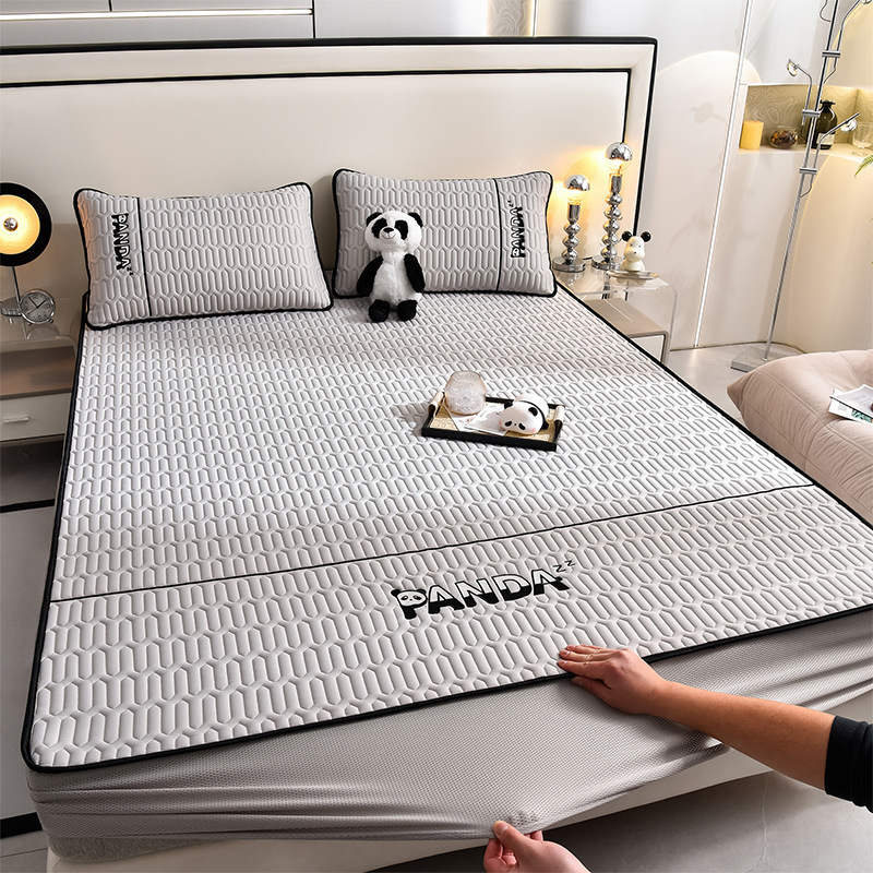 Ice Silk Latex Summer Mat Three-piece Set Household Bed Sheet Foldable Soft Summer Mat Bed-style Air Conditioning Mat for Hair