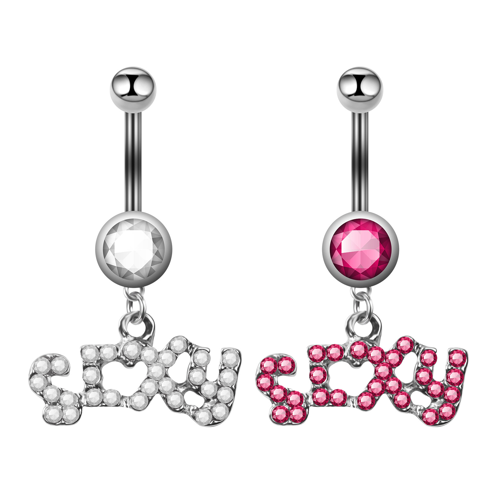 Cross-Border Simple and Elegant Stainless Steel High-End Sparkling Trendy Belly Button Piercing Ins Sexy Belly Button Jewelry
