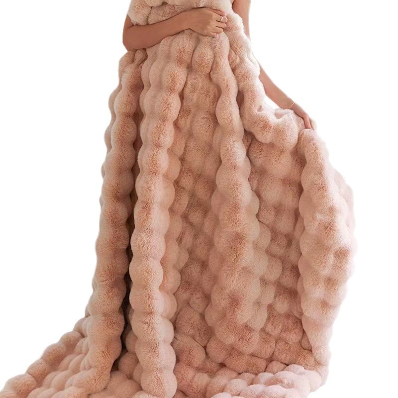 Picture of Autumn and Winter Tuscan Straight Fur Blanket Sofa Blanket Leisure Blanket Soft Waxy Warm Rabbit Plush Blanket Thickened Blanket