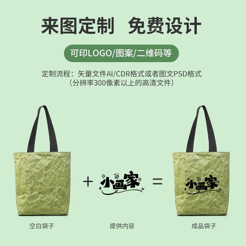 One-stop factory waterproof DuPont paper bag washable tear paper bag gift tote bag printed logo