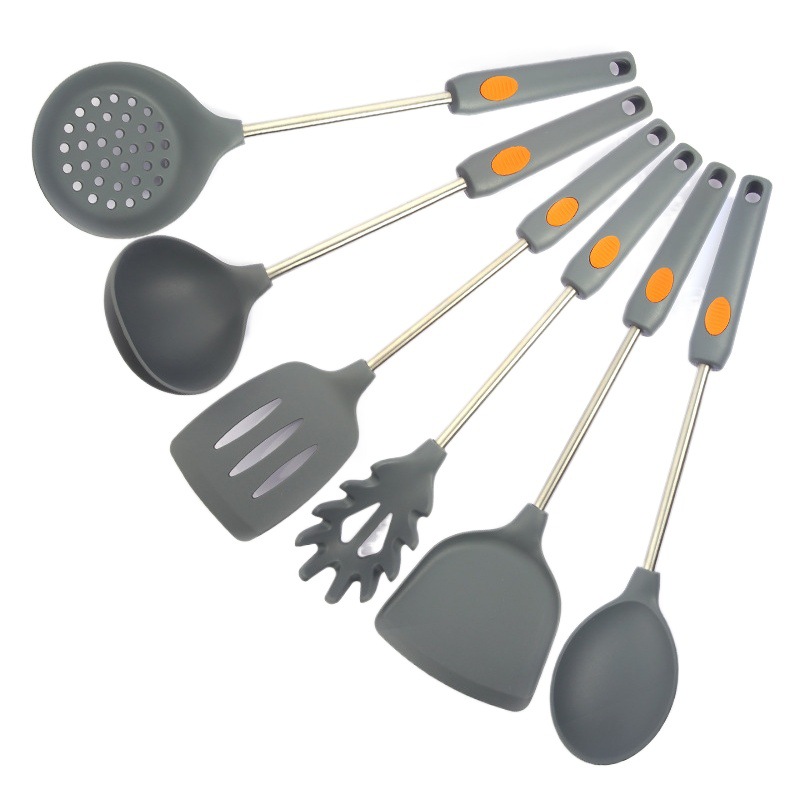 Silicone Kitchen Utensils Company Hot Selling Amazon Stainless Steel Silicone Spoon Spatula Silicone Cooking Kitchen Utensils