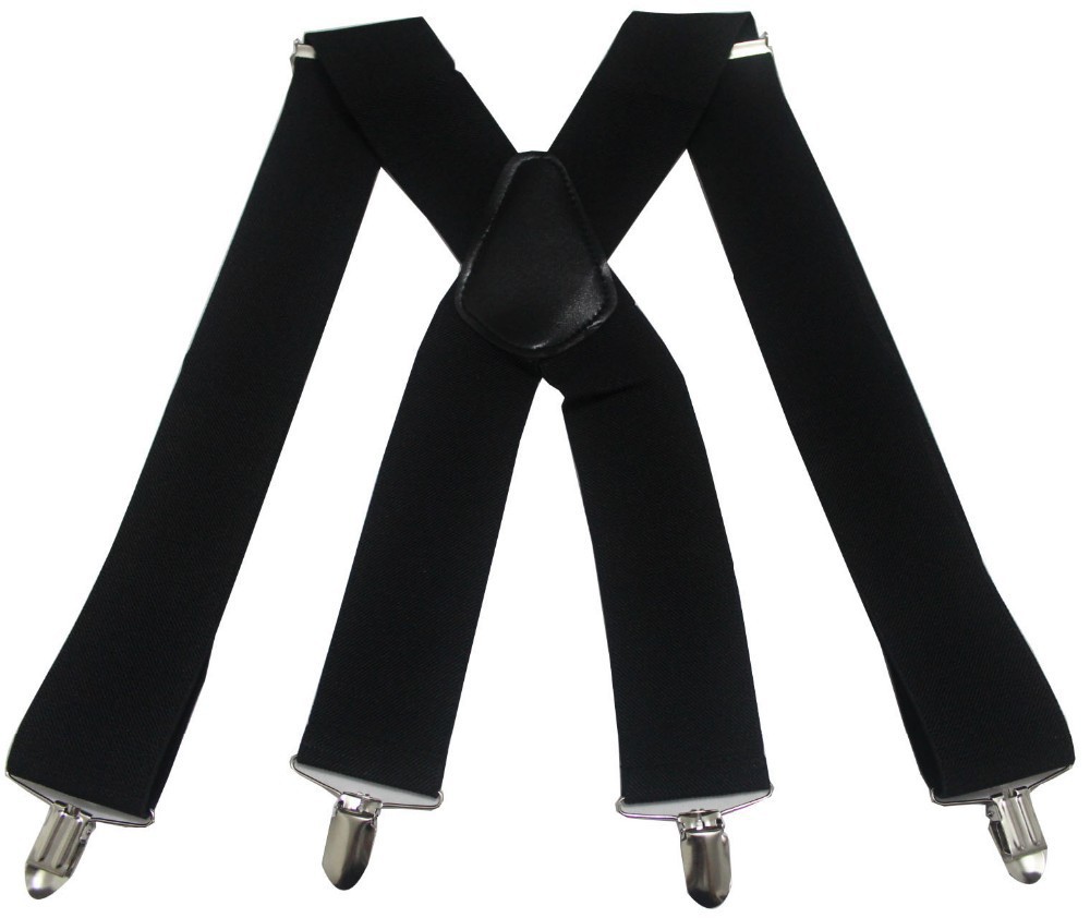 Cross-border trade 50mm braces men's elastic black X cross four clip straps 5cm wide elastic suspenders