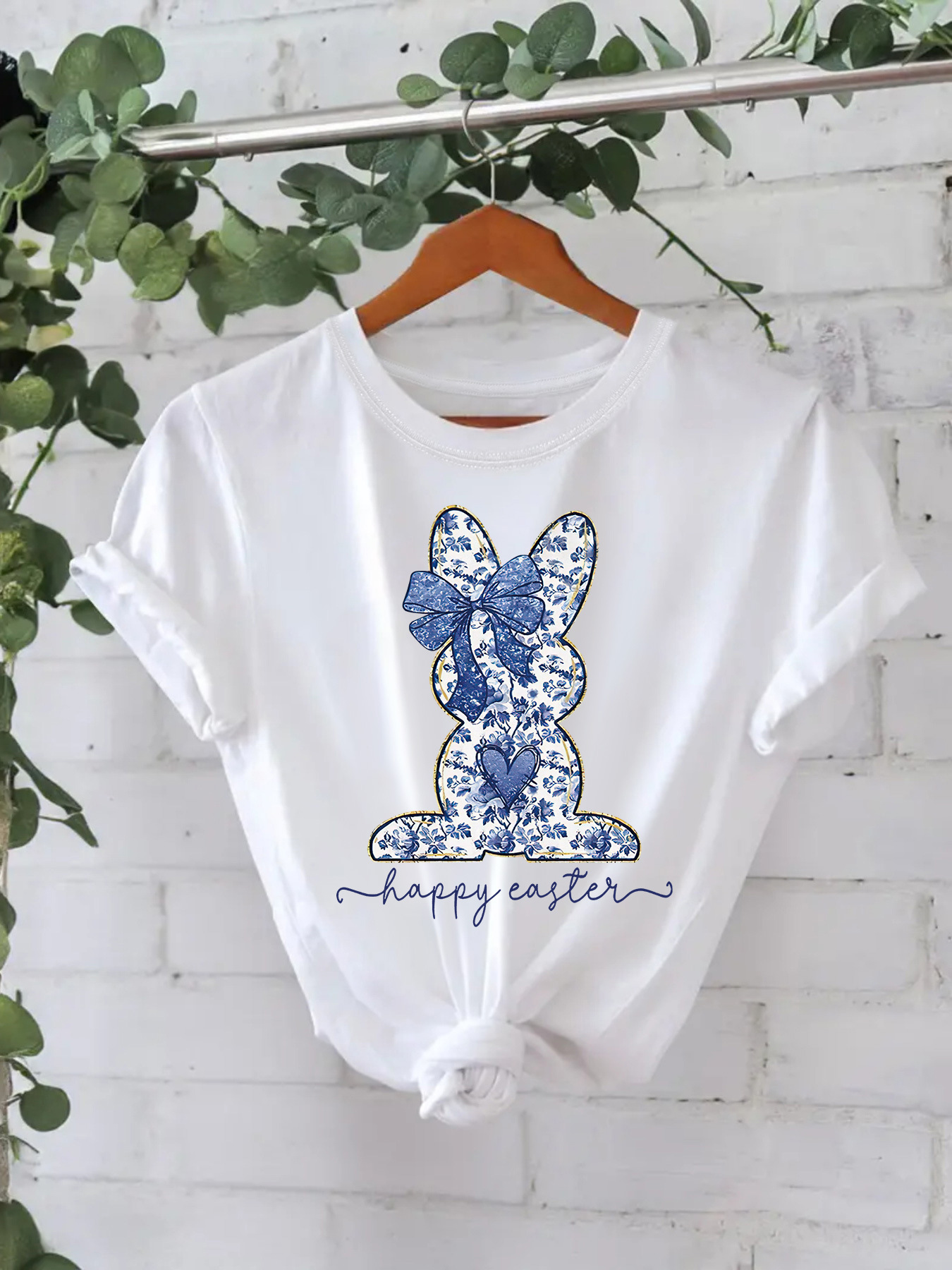 Cross-Border Foreign Trade Tops for Women Summer High-End Rabbit New Short-Sleeved Women's Fashion Pure Cotton T-Shirts for Women in Stock Cross-Border Batch