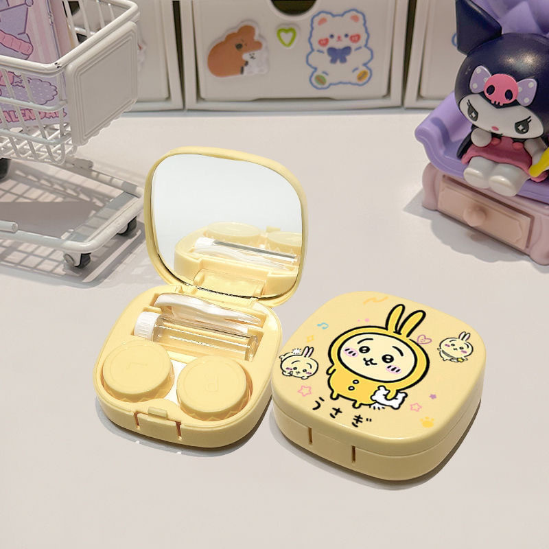 Picture of With mirror] contact lens box beautiful pupil box portable portable care box storage box advanced glasses companion box