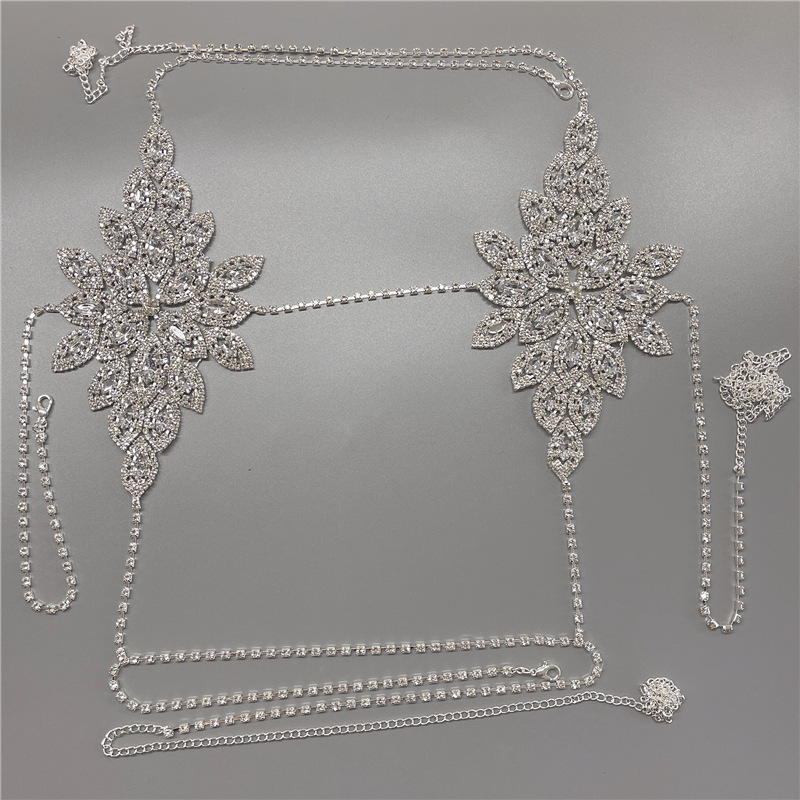 Picture of Rhinestone Flower Bikini Body chain Set Sexy Novel Full Diamond Bra Fashionable Shiny Panties chain