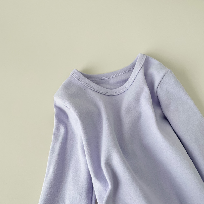 Picture of Children's Pure Cotton Thermal Underwear Boys' Bottoming Shirt Autumn and Winter Girls' Autumn Clothes Single-Piece Top Mid-Children's Half-High Collar Baby
