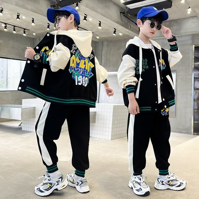Boys' Spring and Autumn Wear suit 2024 New Style Fashionable Baseball Suit Cool and Handsome Sports Trendy Coat
