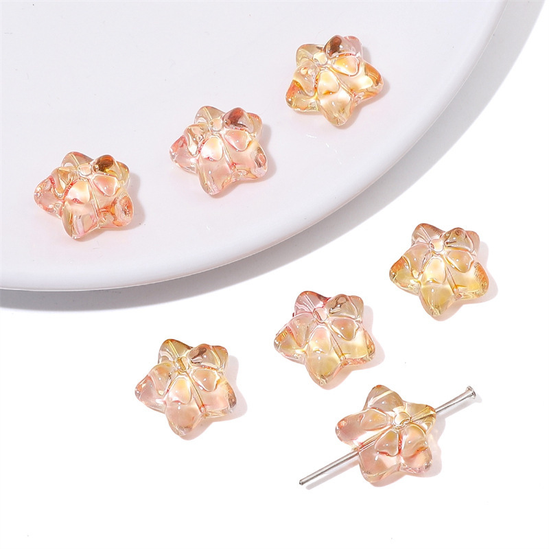 Picture of colored glass five-pointed star bow beads loose beads handmade diy three-dimensional jelly beaded bracelet jewelry accessories