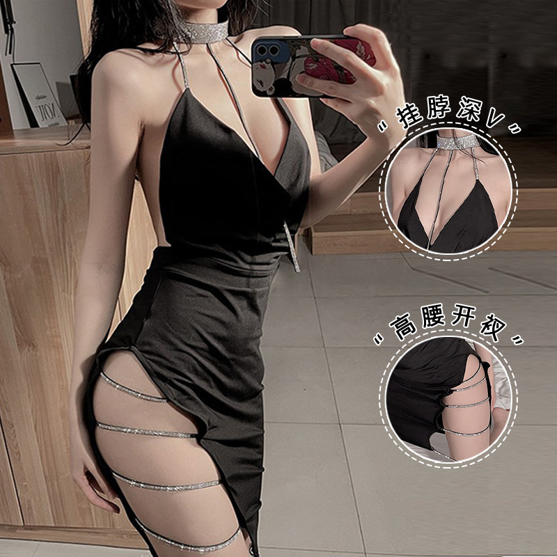 1135sm strap temptation sexy underwear nightclub hip uniform small black skirt pure want large size suit foreign trade wholesale