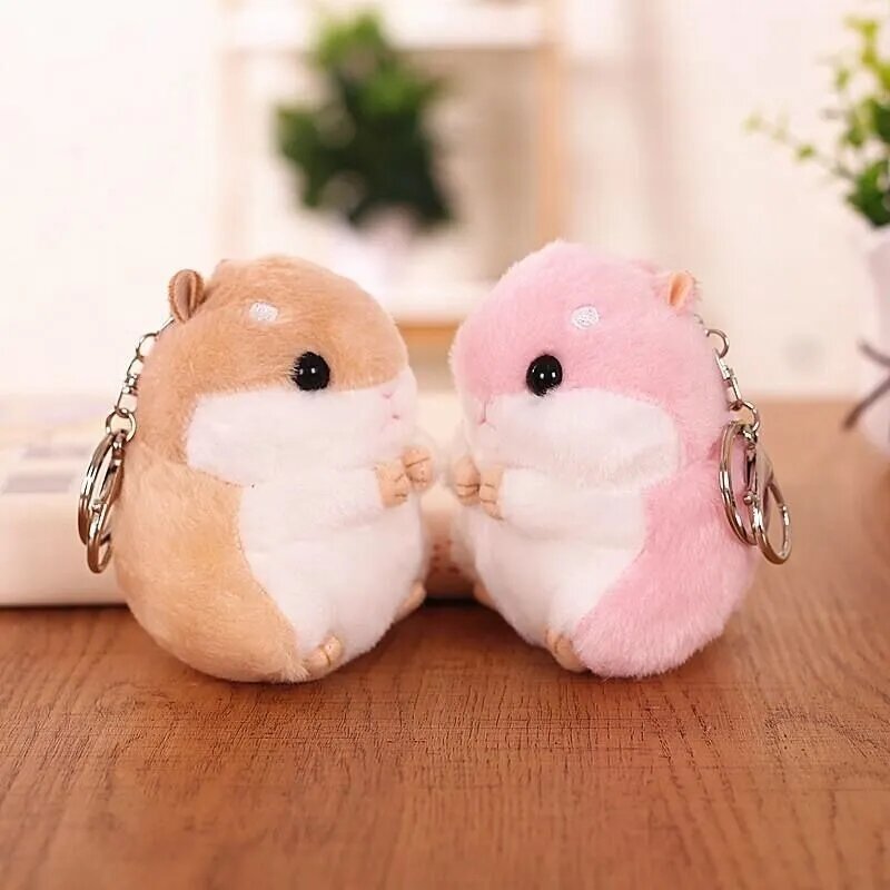 Picture of Plush Chubby Hamster Doll Keychain Pendant Girls South Korea Creative Cute Doll School Bag Hanging Ornaments