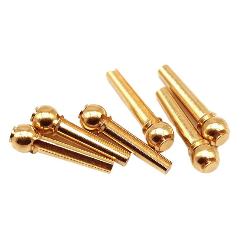 Guitar String Pegs Brass Fingerstyle Folk Acoustic Guitar Solid Cone Guitar Brass String Posts Extended Sustain 6-Pack