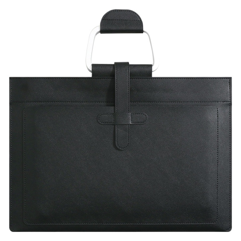 Business Large-Capacity File Bag Handbag Data Storage Computer Bag Pu Leather Office Storage File Bag Printable