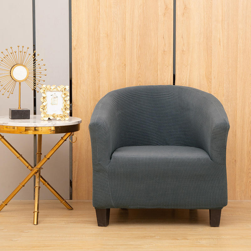Picture of Corn fleece semicircle sofa chair cover thickened conjoined elastic dining chair cover anti-fouling stool cover chair cover