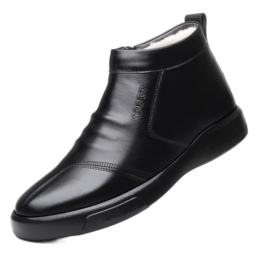 Autumn and Winter Cotton Shoes for Men, Velvet and Thickeneded Leather Waterproof Casual Shoes for Men, High-Top Shoes for the Elderly, Snow Boots to Heattech