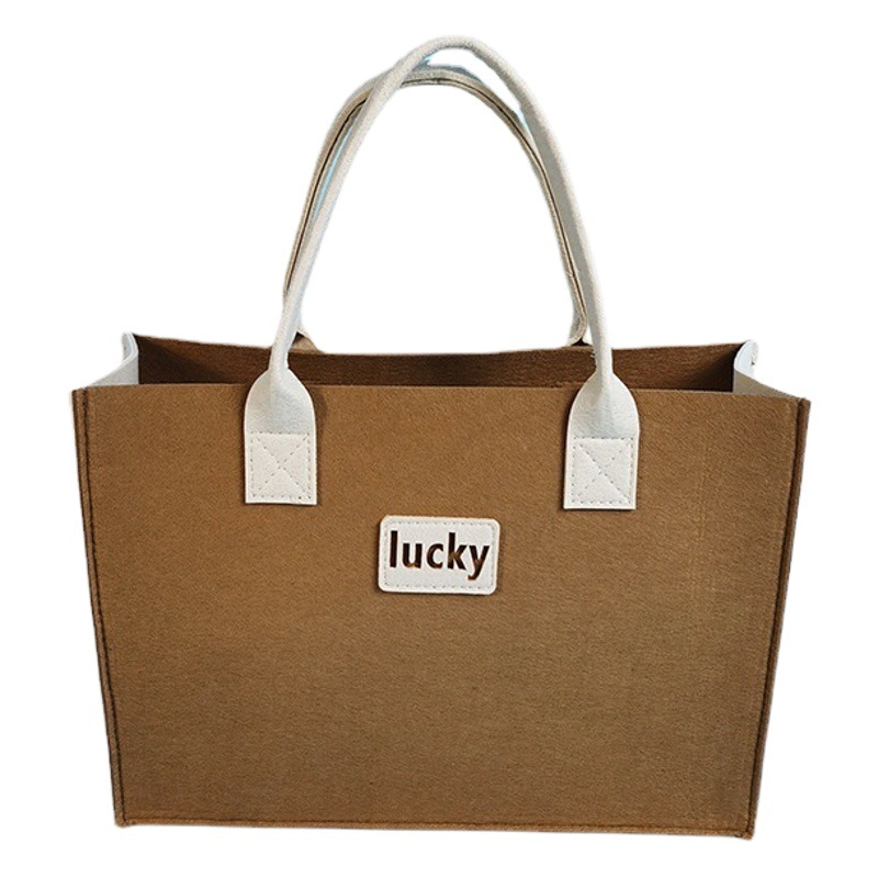 Spliced Color Felt Handbag Gift Storage Bag Simple Fashion Women's Handbag Shopping Bag Printable LOGO