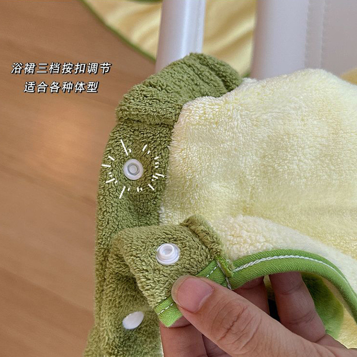 Picture of Wearing bath towel towel coral fleece than pure cotton absorbent quick-drying bath skirt cute students adult bath can be wrapped